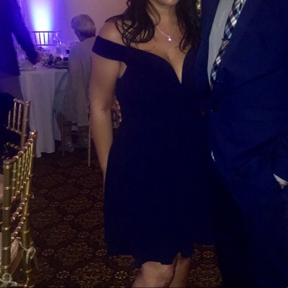 Navy Blue Fit and Flare Dress - Picture 1 of 3